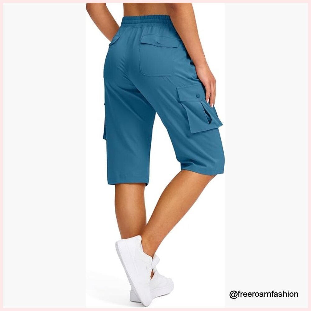 Women's 15" Hiking Cargo Shorts Lightweight Knee Length Active Travel
